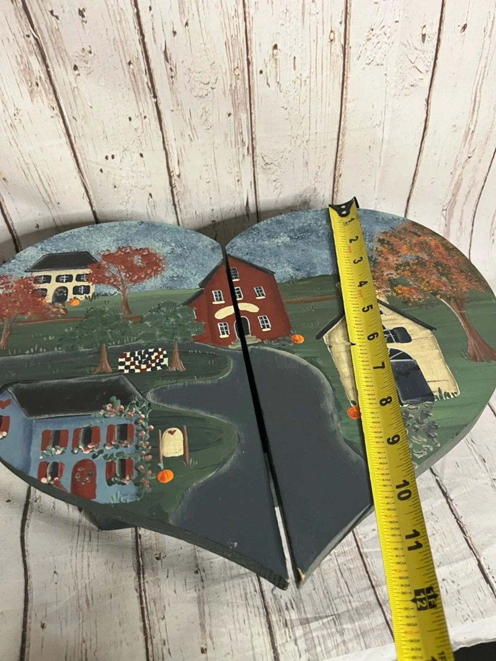 Wooden Blue Heart Wall Cabinet Hand-Painted Farmhouse